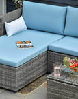 Aosom 3 Piece Modern Outdoor Patio Hand Woven Rattan Wicker Sectional Sofa with Coffee Table, image 9