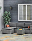 Aosom 3 Piece Modern Outdoor Patio Hand Woven Rattan Wicker Sectional Sofa with Coffee Table, image 11