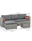 Aosom 3 Piece Modern Outdoor Patio Hand Woven Rattan Wicker Sectional Sofa with Coffee Table, image 13