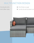 Aosom 3 Piece Modern Outdoor Patio Hand Woven Rattan Wicker Sectional Sofa with Coffee Table, image 15
