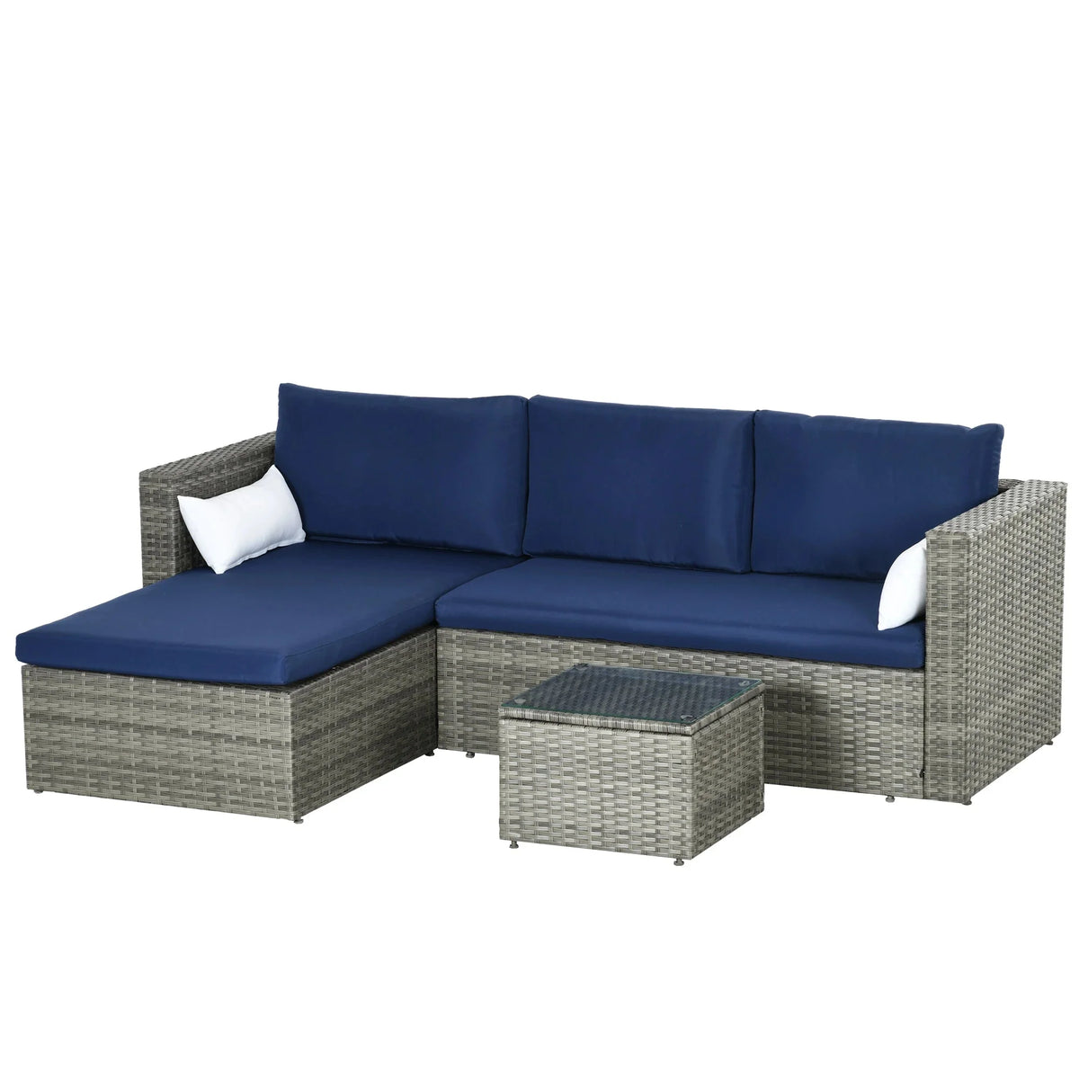 Aosom 3 Piece Modern Outdoor Patio Hand Woven Rattan Wicker Sectional Sofa with Coffee Table, image 22