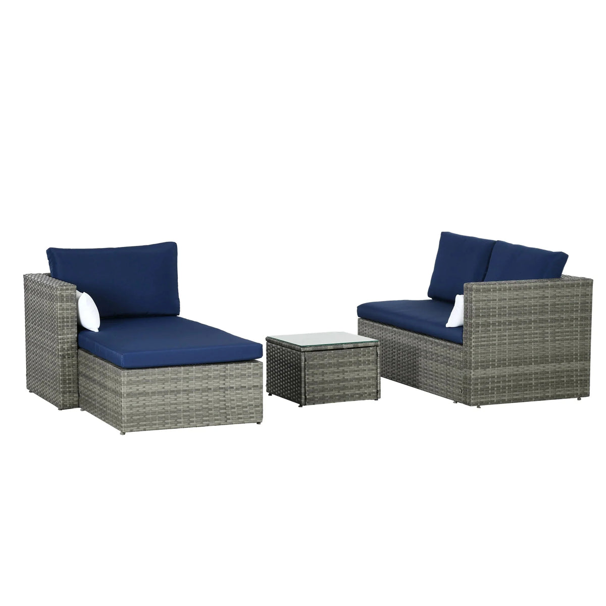 Aosom 3 Piece Modern Outdoor Patio Hand Woven Rattan Wicker Sectional Sofa with Coffee Table, image 29