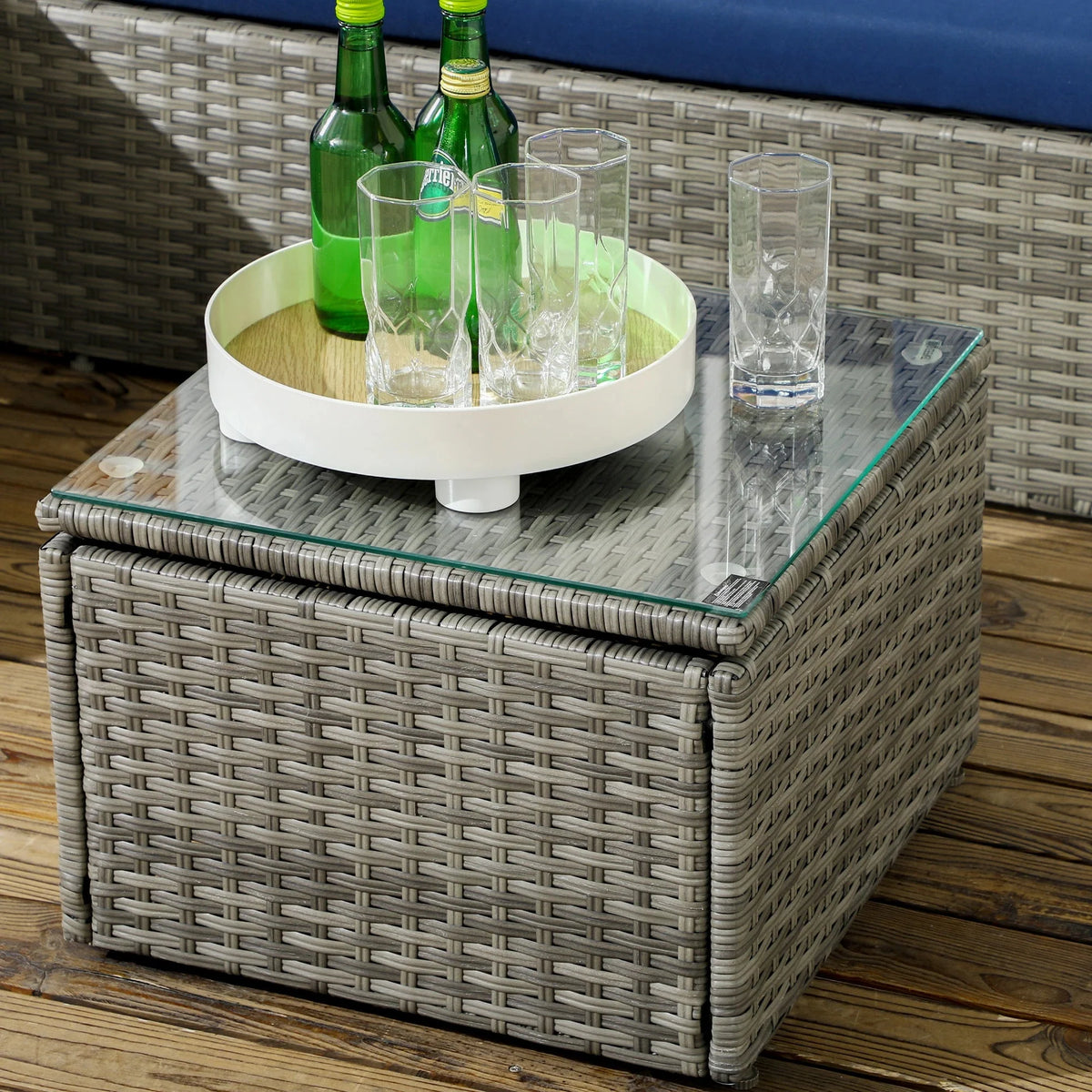 Aosom 3 Piece Modern Outdoor Patio Hand Woven Rattan Wicker Sectional Sofa with Coffee Table, image 30