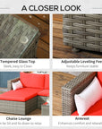 Aosom 3 Piece Modern Outdoor Patio Hand Woven Rattan Wicker Sectional Sofa with Coffee Table, image 38