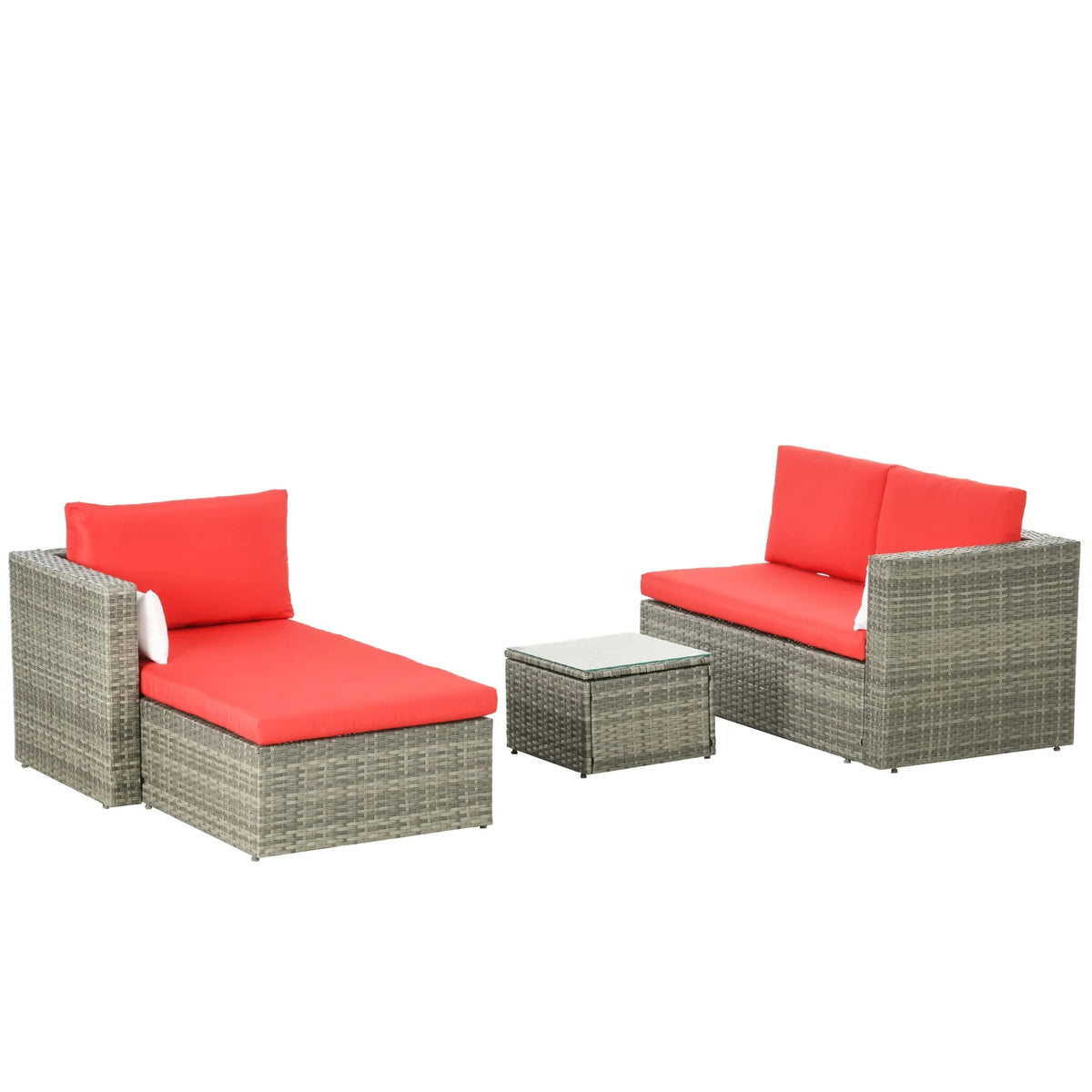 Aosom 3 Piece Modern Outdoor Patio Hand Woven Rattan Wicker Sectional Sofa with Coffee Table, image 40