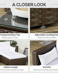 Aosom 3 Piece Modern Outdoor Patio Hand Woven Rattan Wicker Sectional Sofa with Coffee Table, image 50