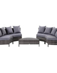 Aosom 5 Piece Outdoor Patio Rattan Wicker Curved Sectional Sofa with Coffee Table in Grey, image 3