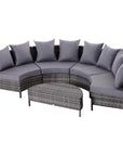 Aosom 5 Piece Outdoor Patio Rattan Wicker Curved Sectional Sofa with Coffee Table in Grey, image 4