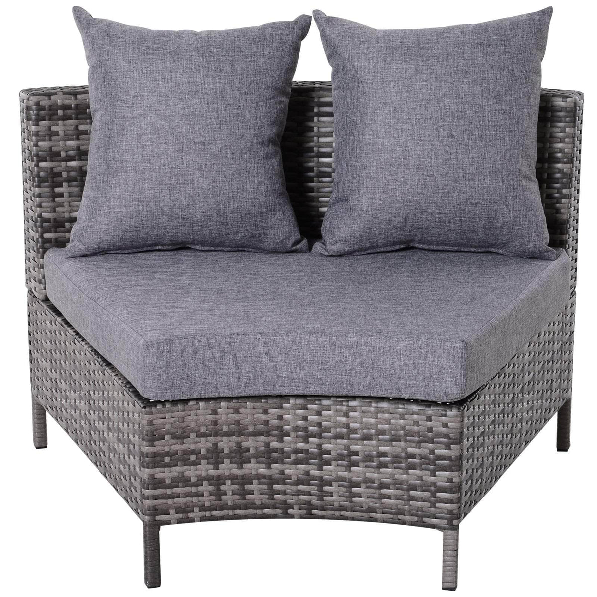Aosom 5 Piece Outdoor Patio Rattan Wicker Curved Sectional Sofa with Coffee Table in Grey, image 5