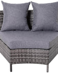 Aosom 5 Piece Outdoor Patio Rattan Wicker Curved Sectional Sofa with Coffee Table in Grey, image 5