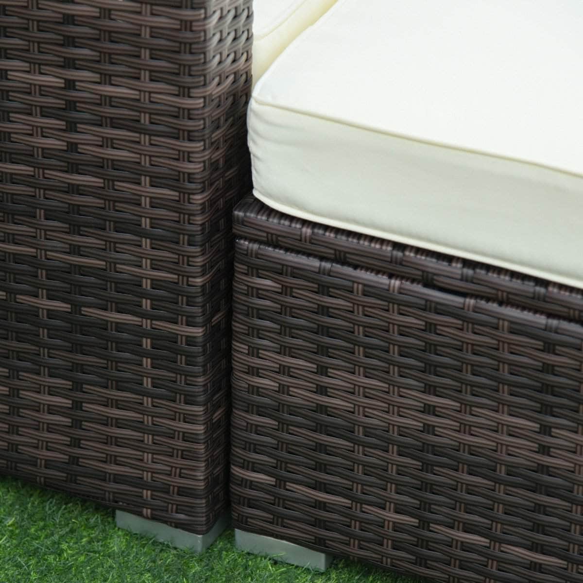 Aosom 5 Piece Outdoor Patio Rattan Wicker Modular Sectional Sofa Set with Coffee Table, image 15