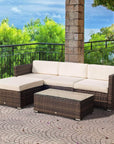 Aosom 5 Piece Outdoor Patio Rattan Wicker Modular Sectional Sofa Set with Coffee Table, image 1