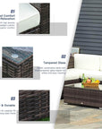 Aosom 5 Piece Outdoor Patio Rattan Wicker Modular Sectional Sofa Set with Coffee Table, image 7