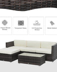 Aosom 5 Piece Outdoor Patio Rattan Wicker Modular Sectional Sofa Set with Coffee Table, image 8