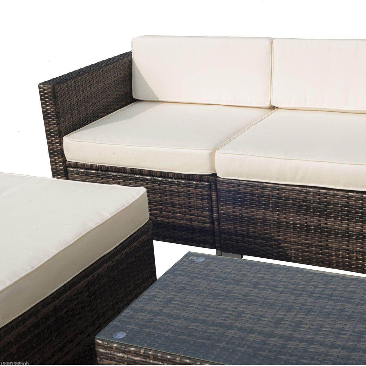 Aosom 5 Piece Outdoor Patio Rattan Wicker Modular Sectional Sofa Set with Coffee Table, image 14