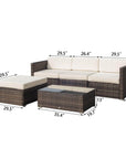 Aosom 5 Piece Outdoor Patio Rattan Wicker Modular Sectional Sofa Set with Coffee Table, image 5