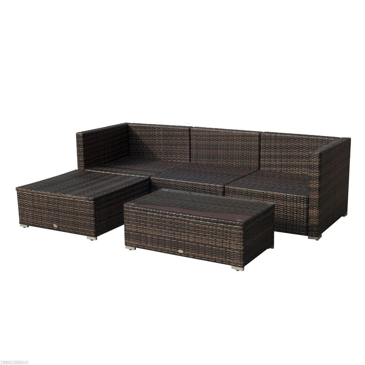 Aosom 5 Piece Outdoor Patio Rattan Wicker Modular Sectional Sofa Set with Coffee Table, image 11