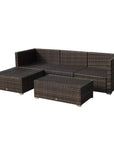 Aosom 5 Piece Outdoor Patio Rattan Wicker Modular Sectional Sofa Set with Coffee Table, image 11