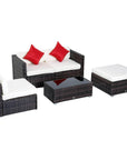 Aosom 5 Piece Outdoor Patio Rattan Wicker Modular Sectional Sofa Set with Coffee Table, image 4