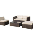 Aosom 5 Piece Outdoor Patio Rattan Wicker Modular Sectional Sofa Set with Coffee Table, image 6