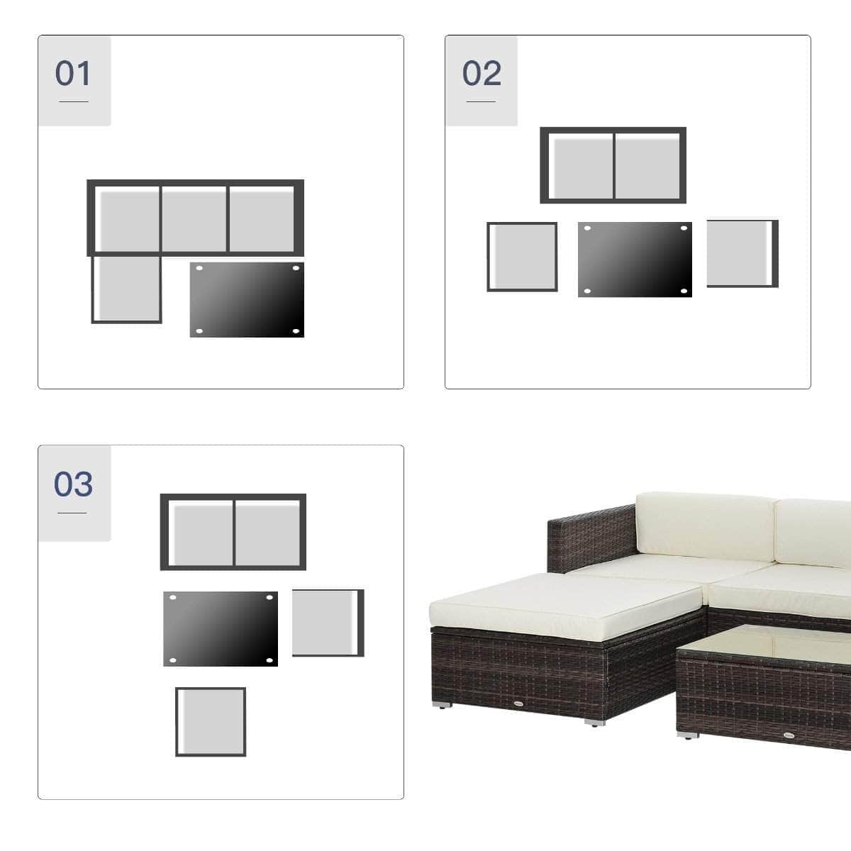 Aosom 5 Piece Outdoor Patio Rattan Wicker Modular Sectional Sofa Set with Coffee Table, image 9