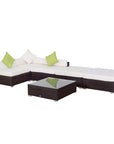 Aosom 6 Piece Outdoor Patio Wicker Rattan Modular Sectional Sofa with Coffee Table in Brown, image 5