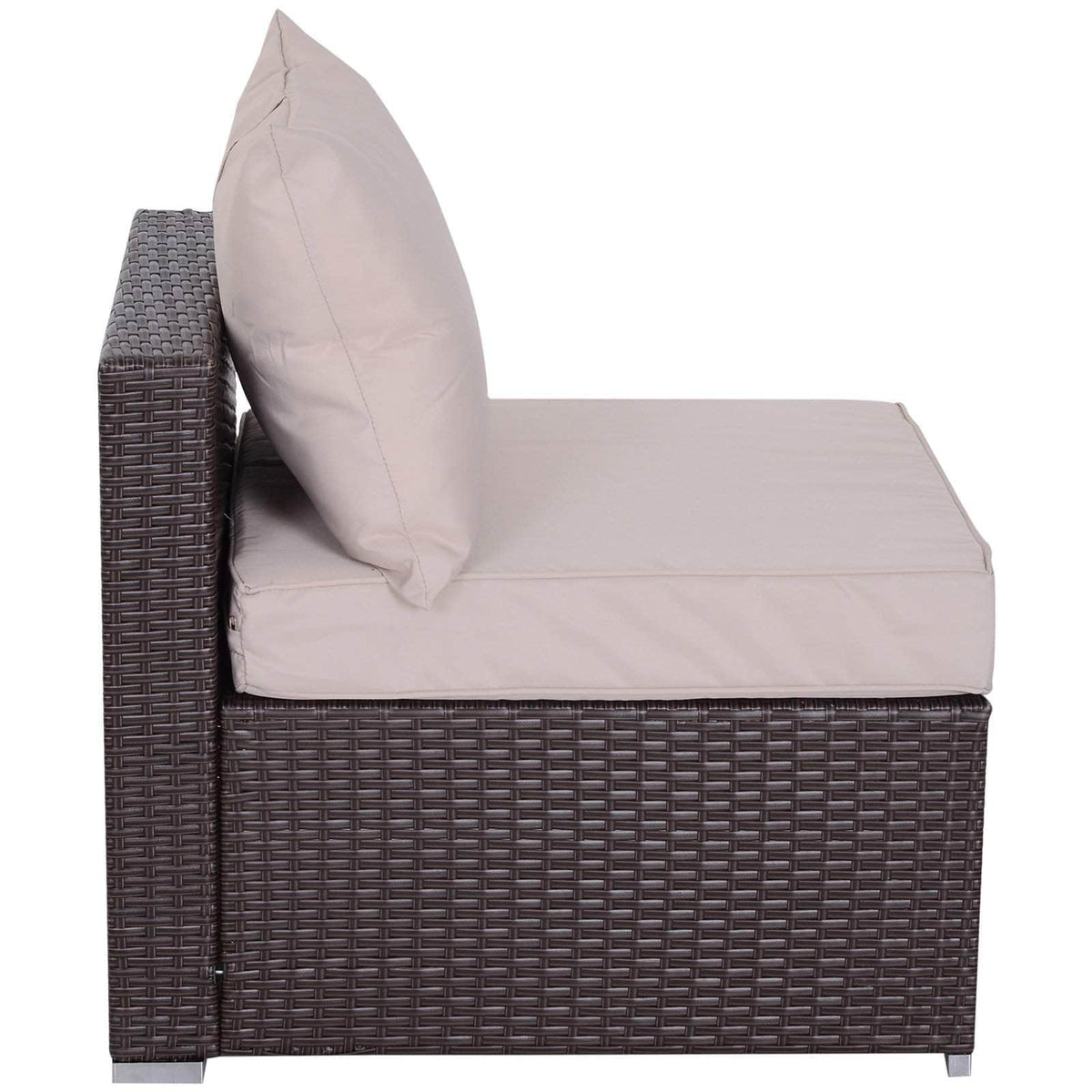 Aosom 6 Piece Outdoor Patio Wicker Rattan Modular Sectional Sofa with Coffee Table in Khaki, image 10