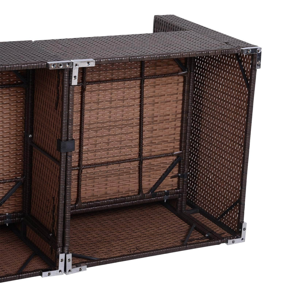 Aosom 6 Piece Outdoor Patio Wicker Rattan Modular Sectional Sofa with Coffee Table in Khaki, image 12