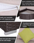 Aosom 6 Piece Outdoor Patio Wicker Rattan Modular Sectional Sofa with Coffee Table in Khaki, image 7