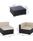 Aosom 7 Piece Outdoor Patio Rattan Wicker Modular U Shaped Sectional Sofa Set with Coffee Table in Beige, image 3