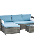 Aosom 3 Piece Modern Outdoor Patio Hand Woven Rattan Wicker Sectional Sofa with Coffee Table, image 2