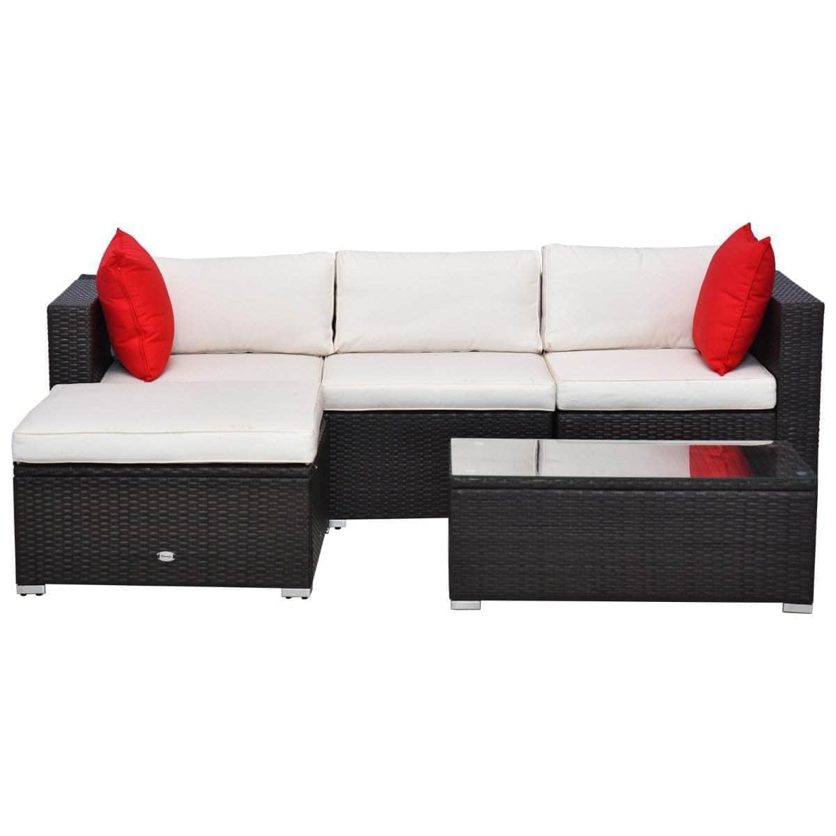 Aosom 5 Piece Outdoor Patio Rattan Wicker Modular Sectional Sofa Set with Coffee Table, image 3
