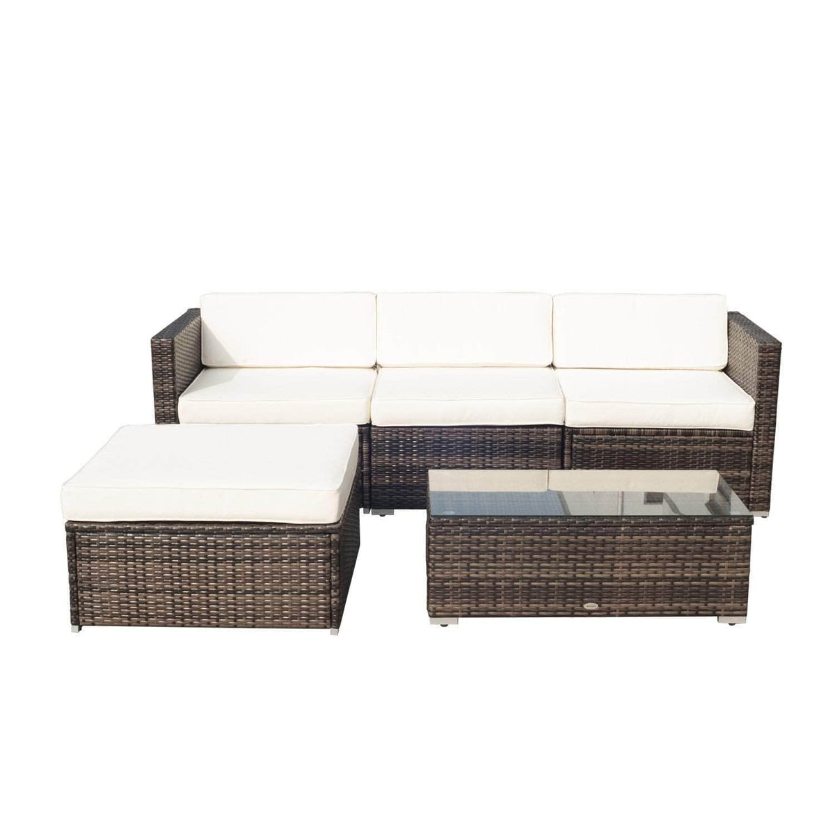 Aosom 5 Piece Outdoor Patio Rattan Wicker Modular Sectional Sofa Set with Coffee Table, image 2