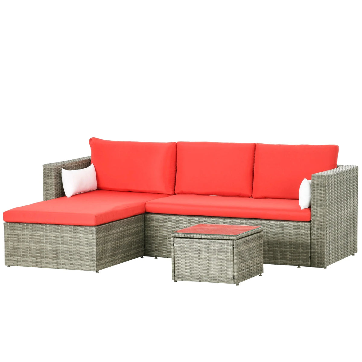 Aosom 3 Piece Modern Outdoor Patio Hand Woven Rattan Wicker Sectional Sofa with Coffee Table, image 35