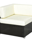 Aosom 6 Piece All Weather Deluxe Outdoor Patio Rattan Wicker Sectional Sofa Set in Cream White, image 11