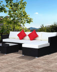 Aosom 6 Piece Outdoor Patio Rattan Wicker Modular Sectional Sofa Set with Coffee Table, image 1