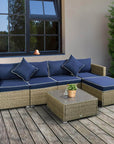 Aosom 6 Piece Outdoor Patio Rattan Wicker Modular Sectional Sofa Set with Coffee Table, image 19
