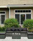 Aosom 6 Piece Outdoor Patio Rattan Wicker Modular Sectional Sofa Set with Coffee Table, image 28