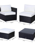 Aosom 6 Piece Outdoor Patio Rattan Wicker Modular Sectional Sofa Set with Coffee Table, image 6