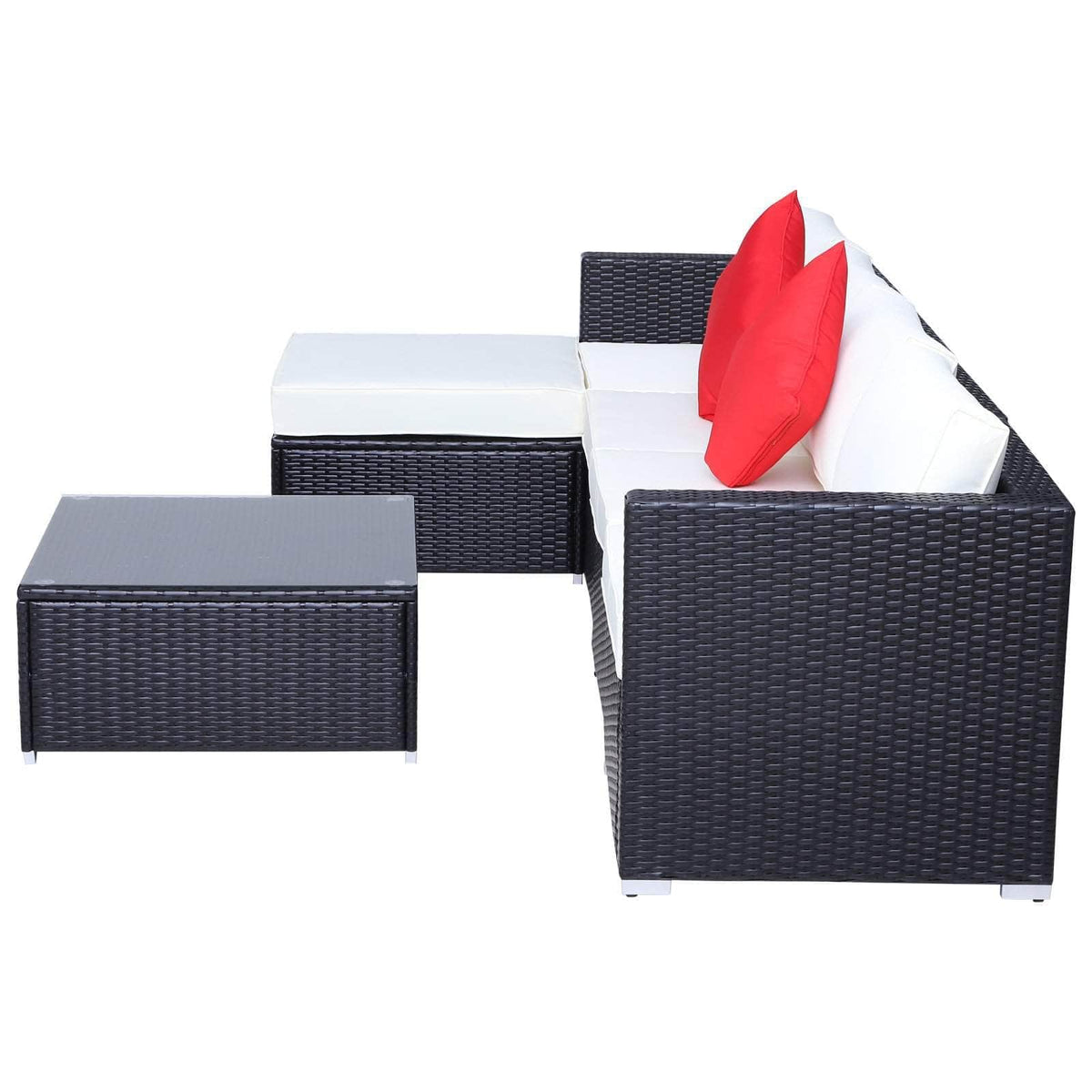 Aosom 6 Piece Outdoor Patio Rattan Wicker Modular Sectional Sofa Set with Coffee Table, image 7