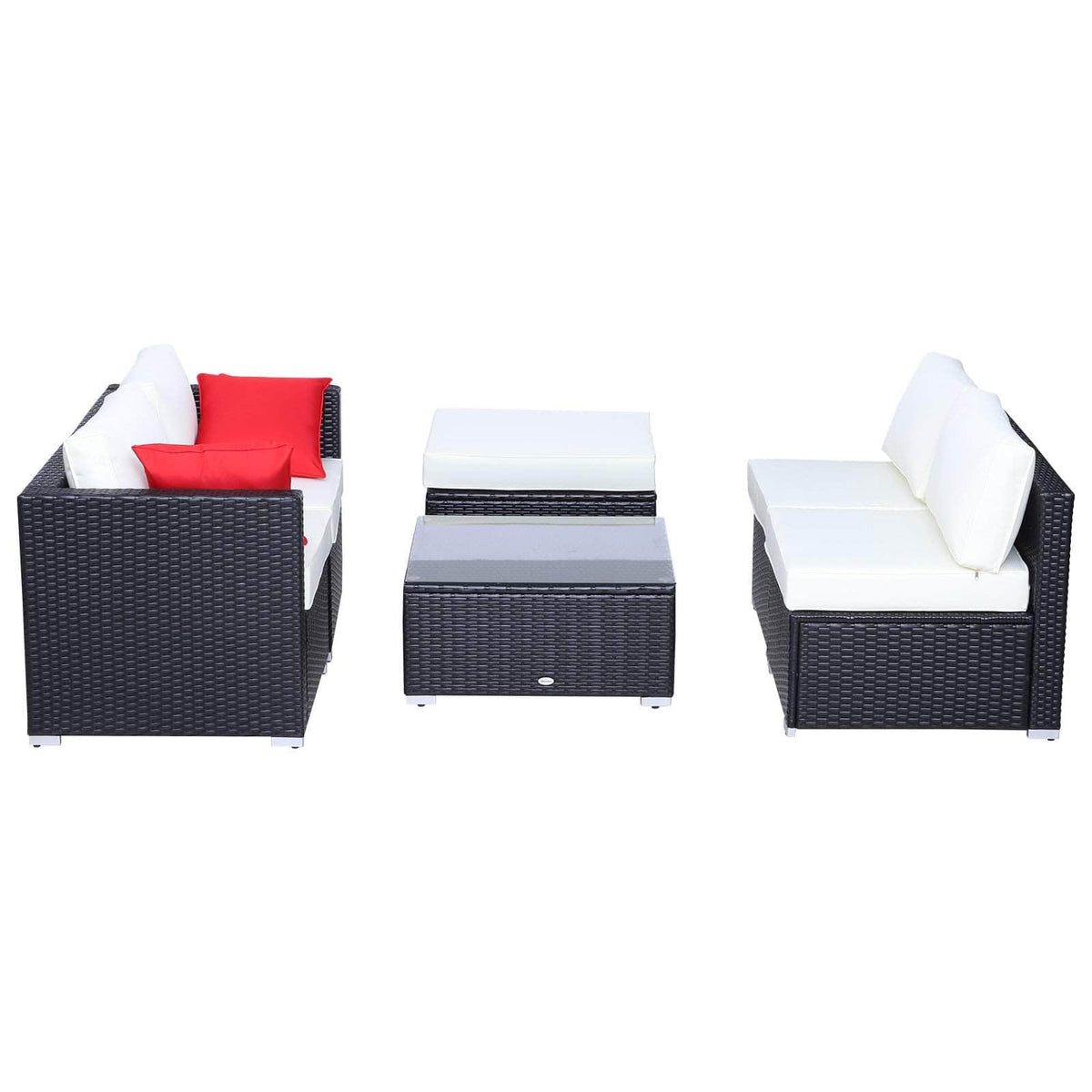 Aosom 6 Piece Outdoor Patio Rattan Wicker Modular Sectional Sofa Set with Coffee Table, image 3