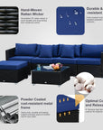 Aosom 6 Piece Outdoor Patio Rattan Wicker Modular Sectional Sofa Set with Coffee Table, image 13