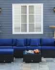 Aosom 6 Piece Outdoor Patio Rattan Wicker Modular Sectional Sofa Set with Coffee Table, image 14