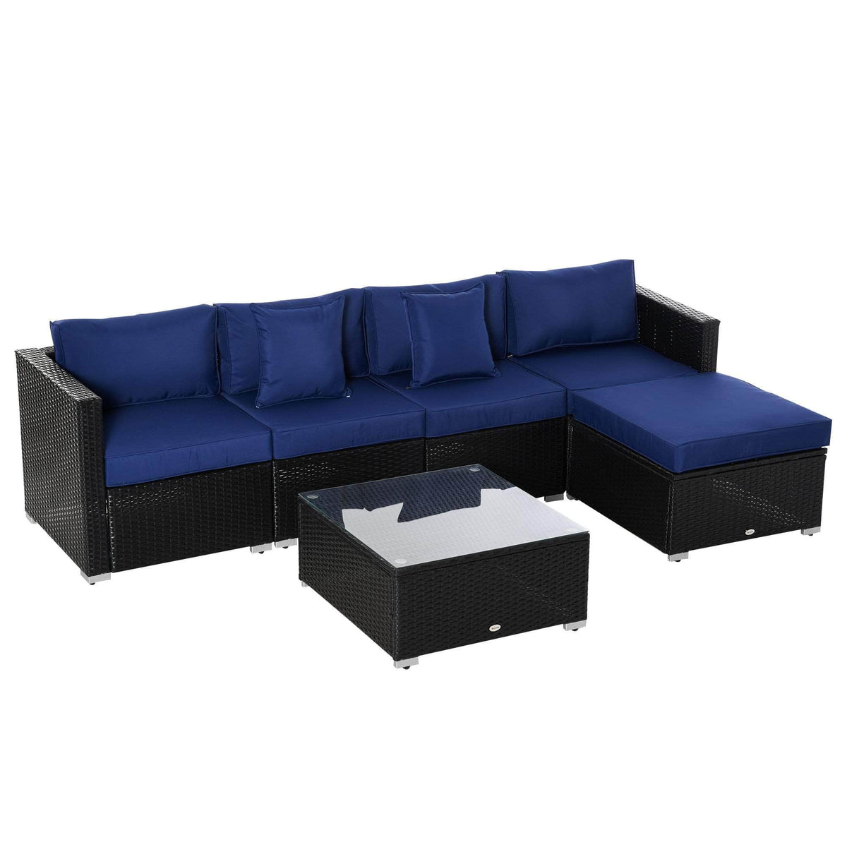 Aosom 6 Piece Outdoor Patio Rattan Wicker Modular Sectional Sofa Set with Coffee Table, image 15