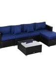 Aosom 6 Piece Outdoor Patio Rattan Wicker Modular Sectional Sofa Set with Coffee Table, image 15