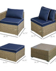 Aosom 6 Piece Outdoor Patio Rattan Wicker Modular Sectional Sofa Set with Coffee Table, image 18