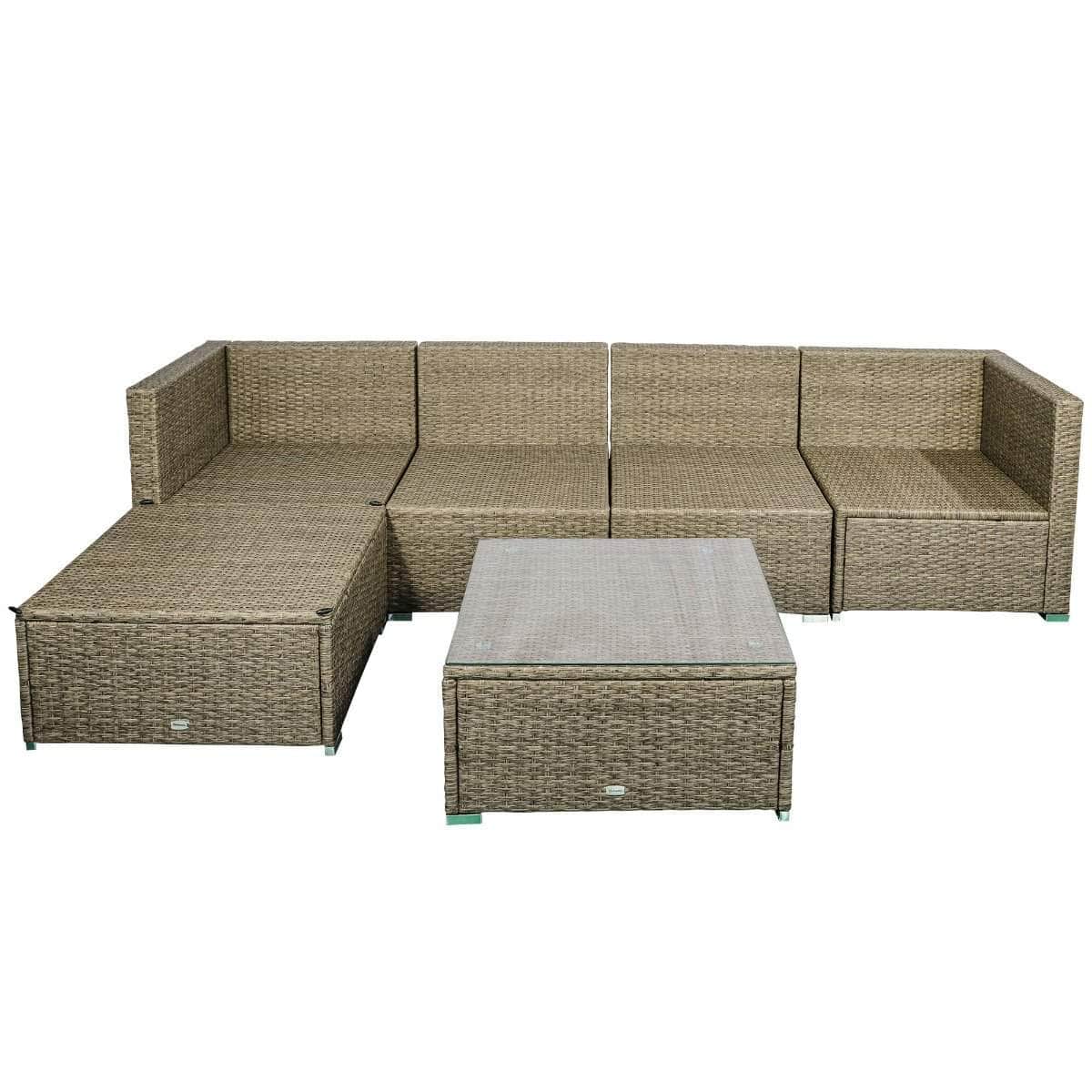 Aosom 6 Piece Outdoor Patio Rattan Wicker Modular Sectional Sofa Set with Coffee Table, image 22