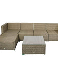 Aosom 6 Piece Outdoor Patio Rattan Wicker Modular Sectional Sofa Set with Coffee Table, image 22