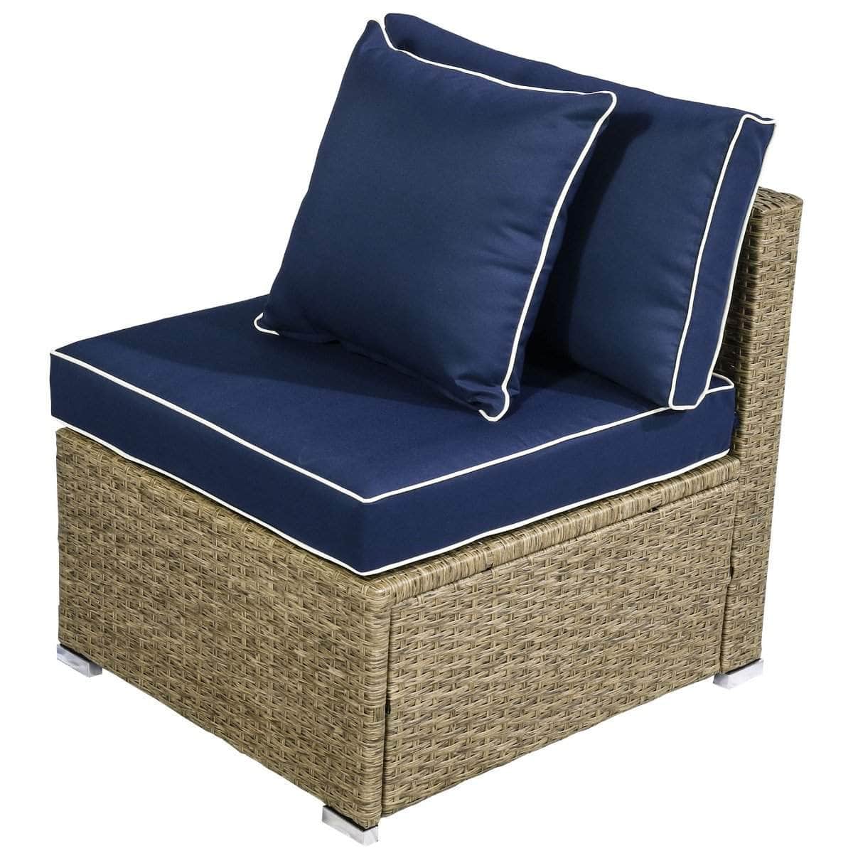 Aosom 6 Piece Outdoor Patio Rattan Wicker Modular Sectional Sofa Set with Coffee Table, image 23