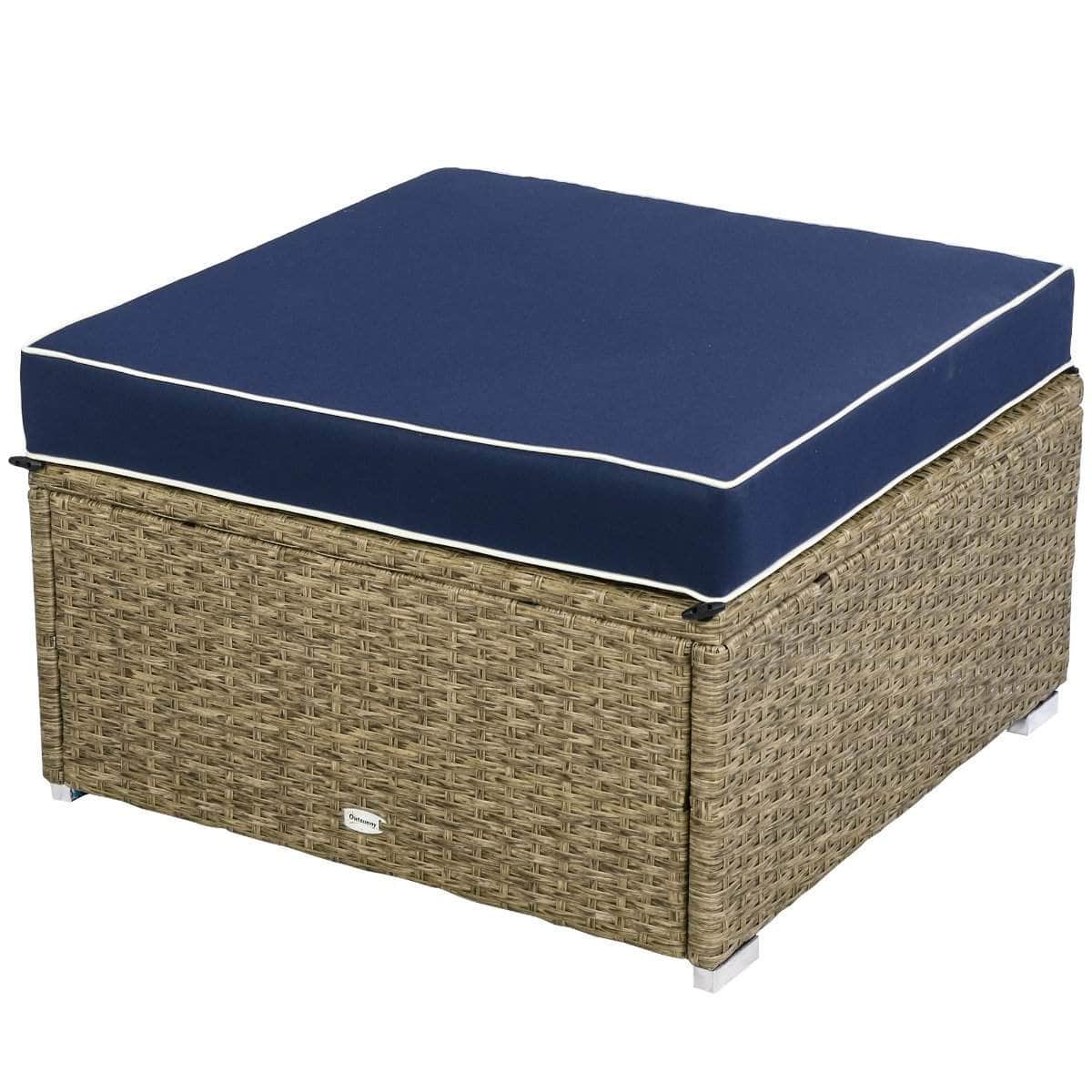 Aosom 6 Piece Outdoor Patio Rattan Wicker Modular Sectional Sofa Set with Coffee Table, image 24